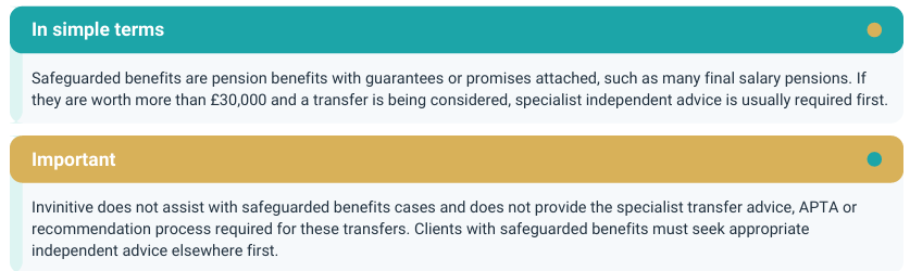 Safeguarded benefits summary