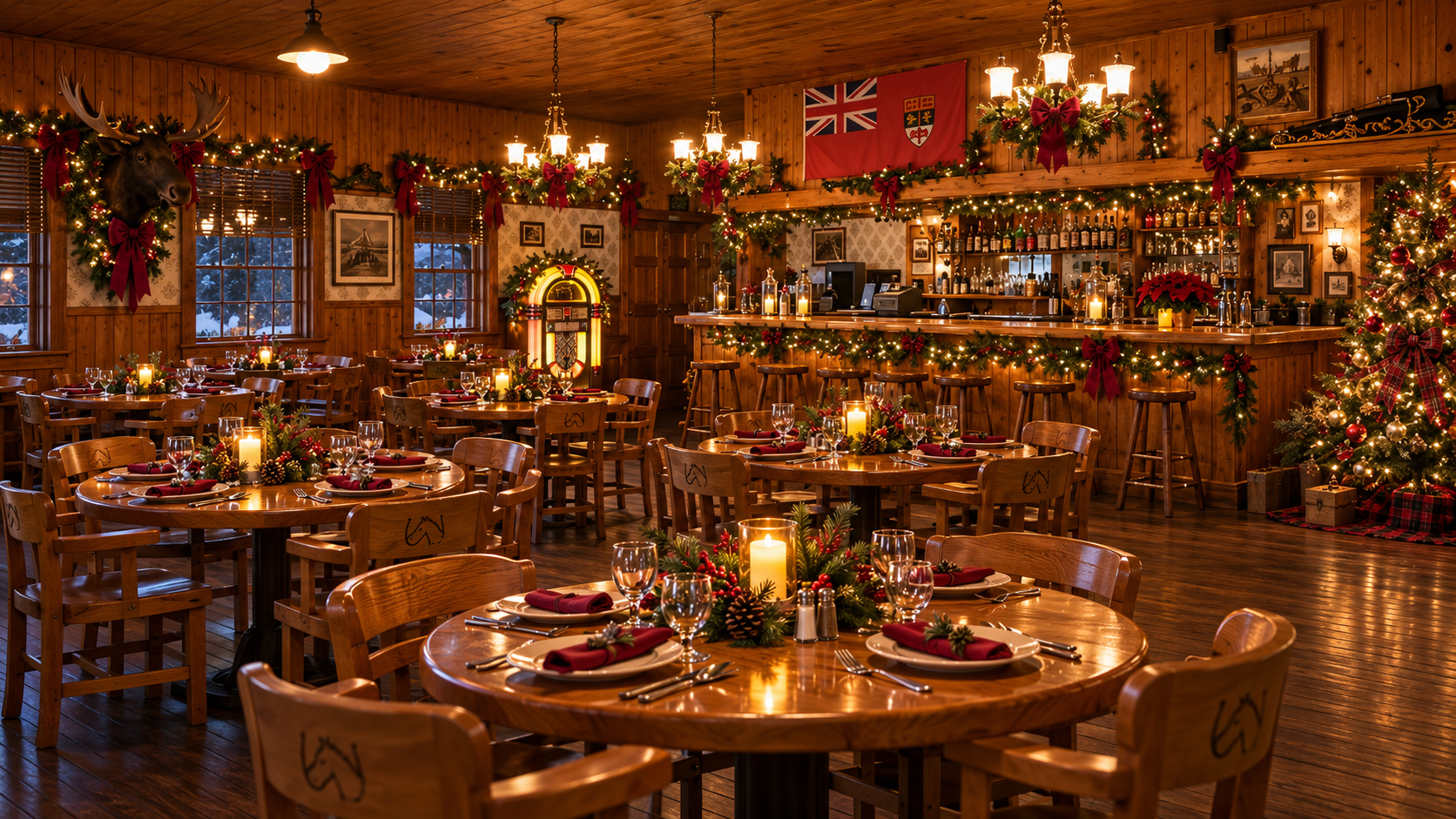 The Black Horse Saloon dressed for Christmas