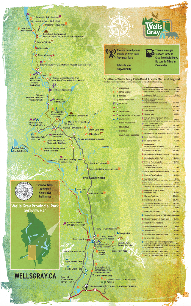 Wells Gray Provincial Park Corridor Trail Map 2025