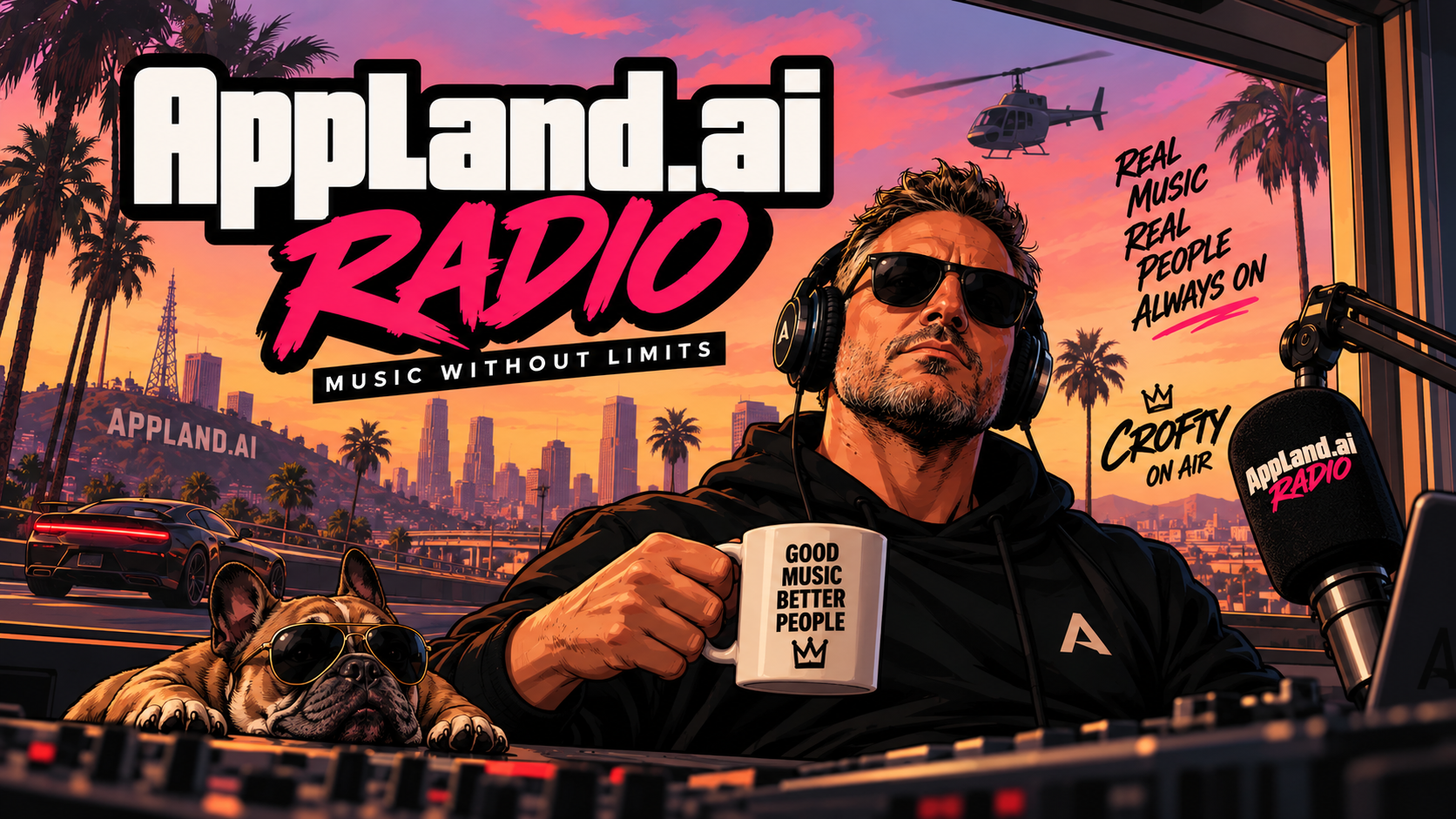 Crofty live on AppLand Radio — 24/7 AI music radio