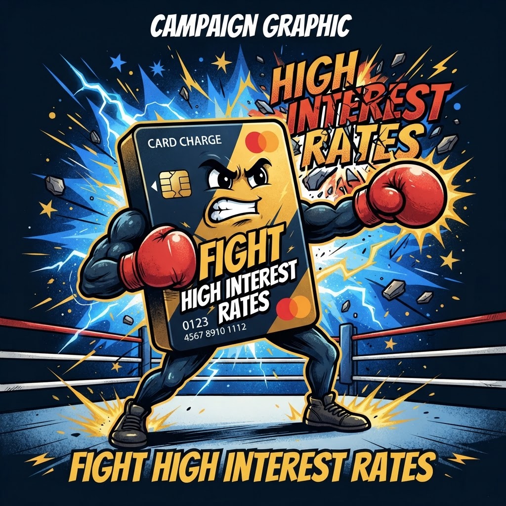 Gimme Bangk boxing card character fighting high interest rates