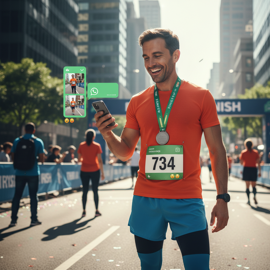 Atleta recebendo fotos no WhatsApp