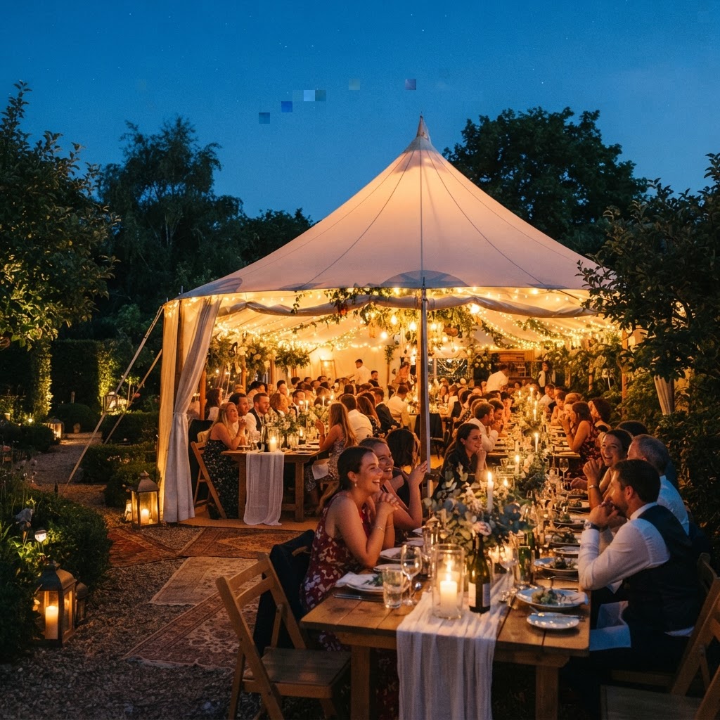 Festtelt med stemningsbelysning