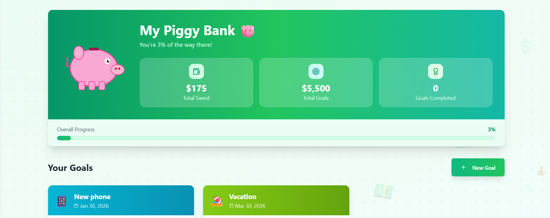 Savings Tracker template preview