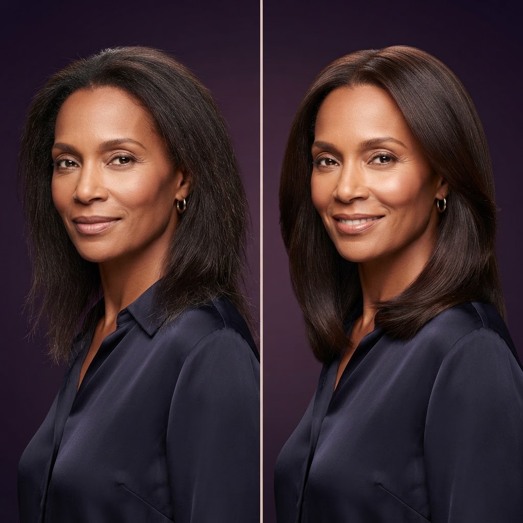 Before and after hair length retention