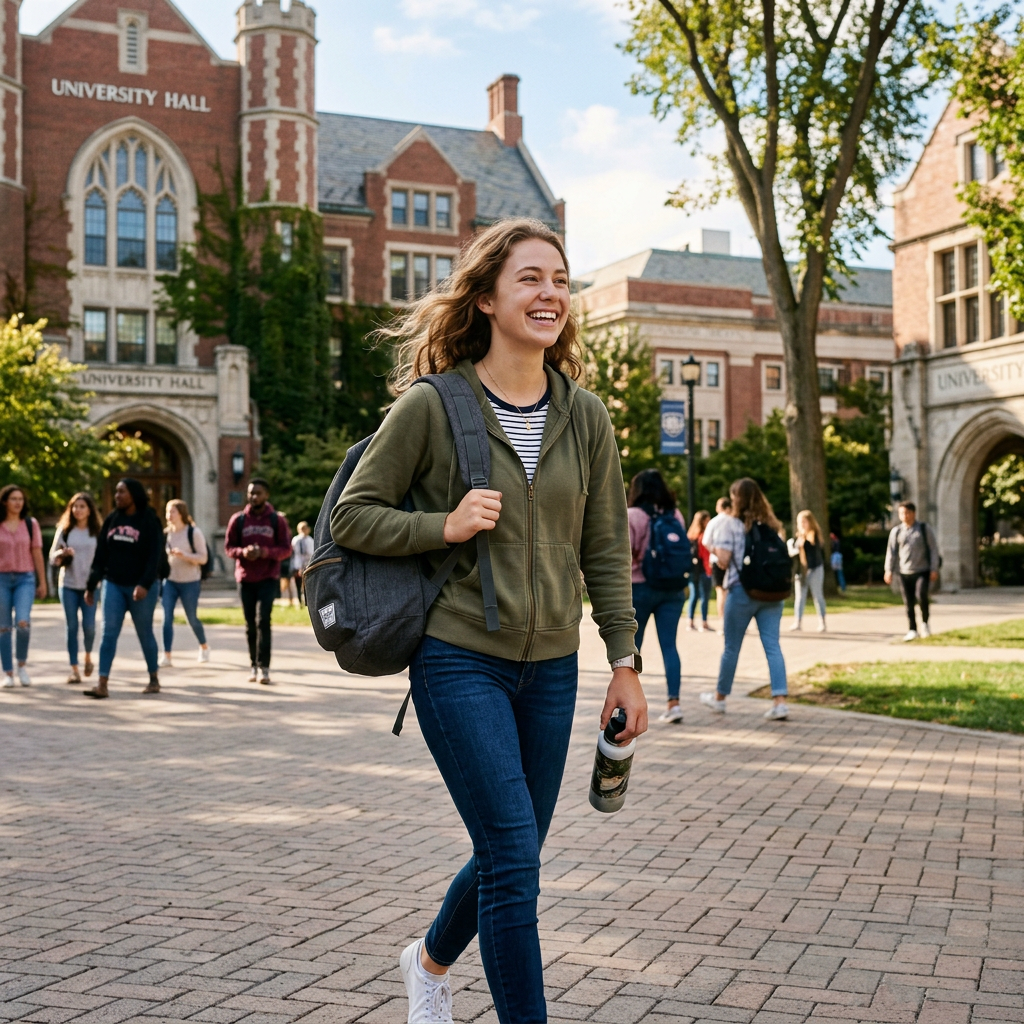 College student with backpack