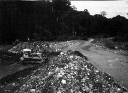 Heavy equipment and bulldozers used in concession mining operations