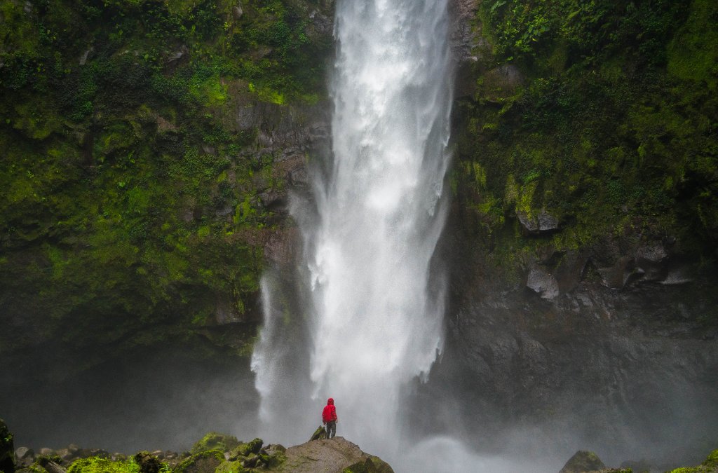 Waterfall in Costa Rica rainforest