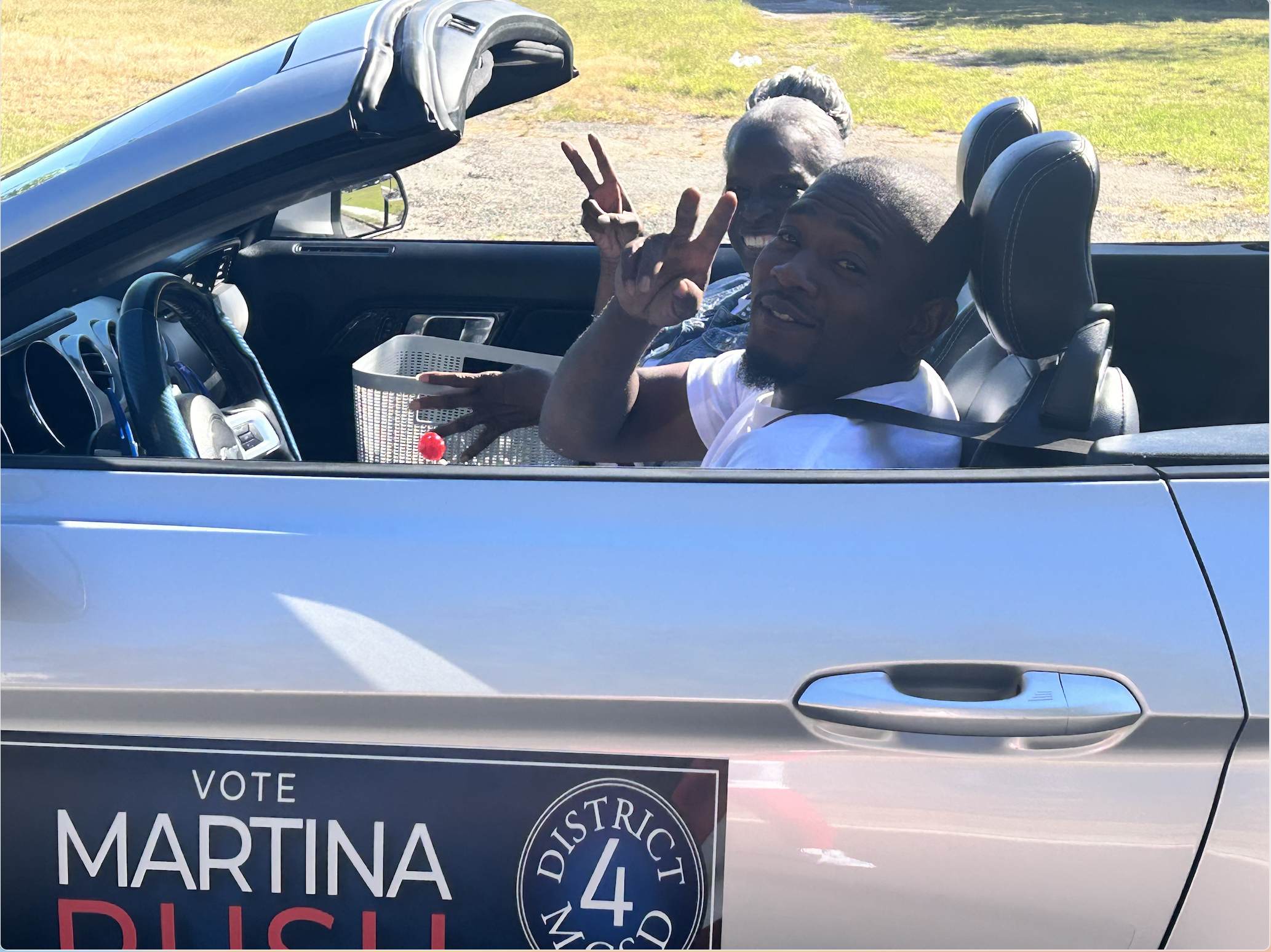 Cruising in the parade convertible