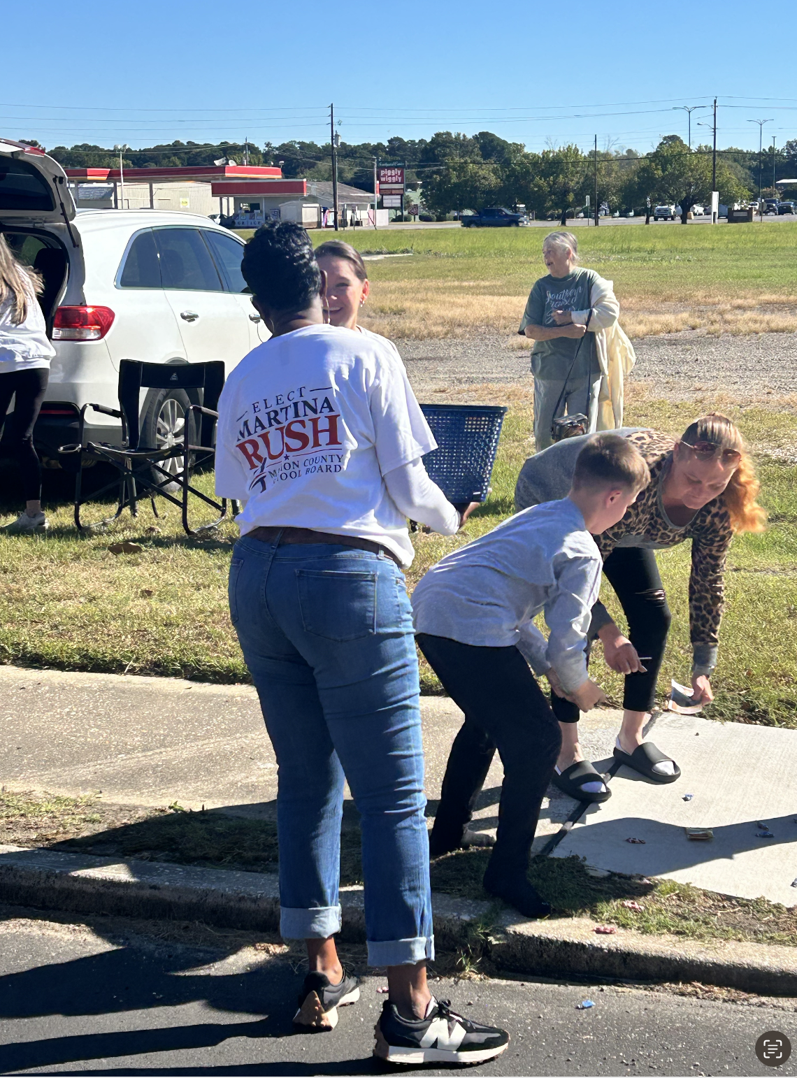 Connecting with families along the parade route