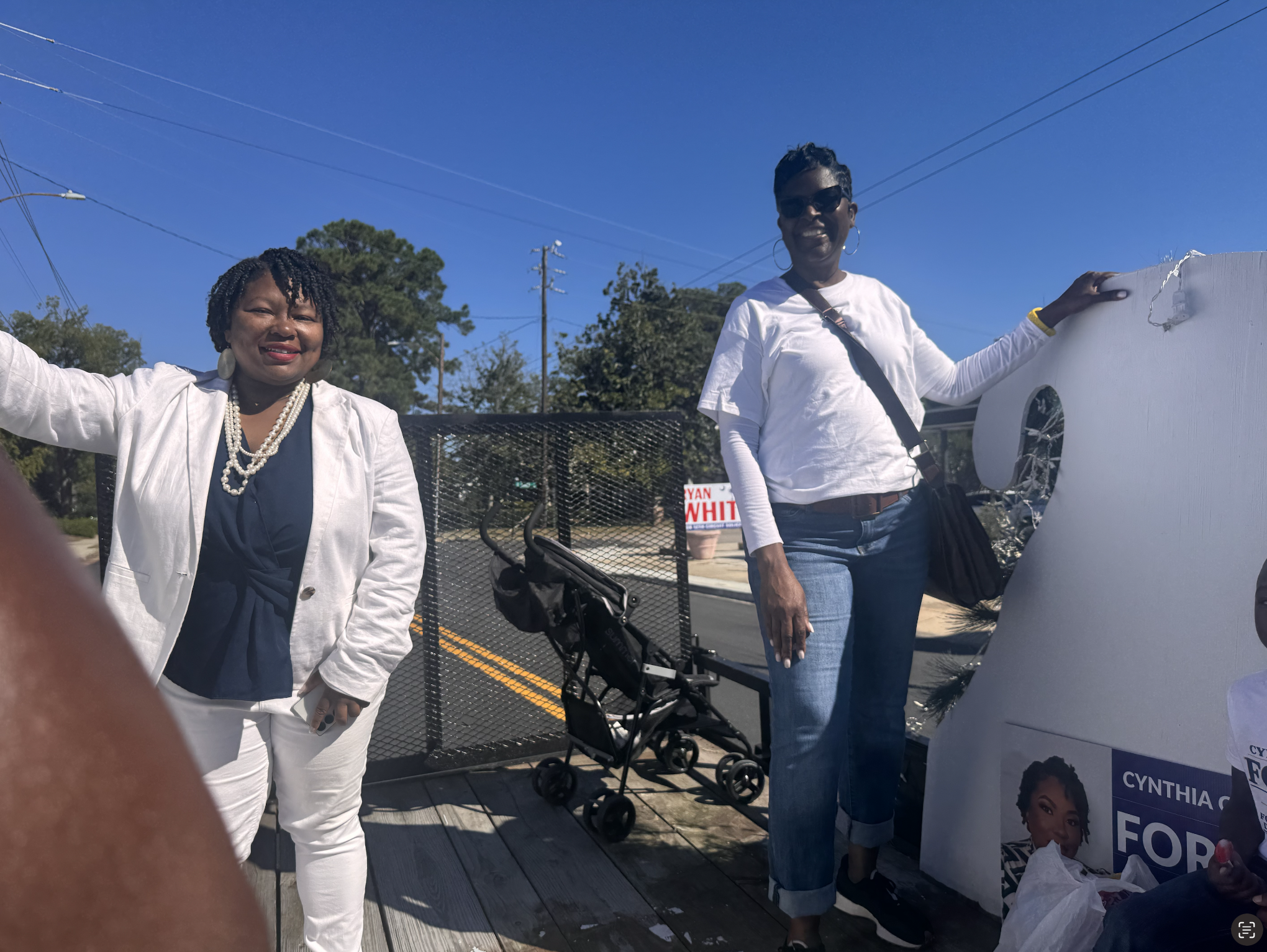 Martina Rush with supporters on the parade float