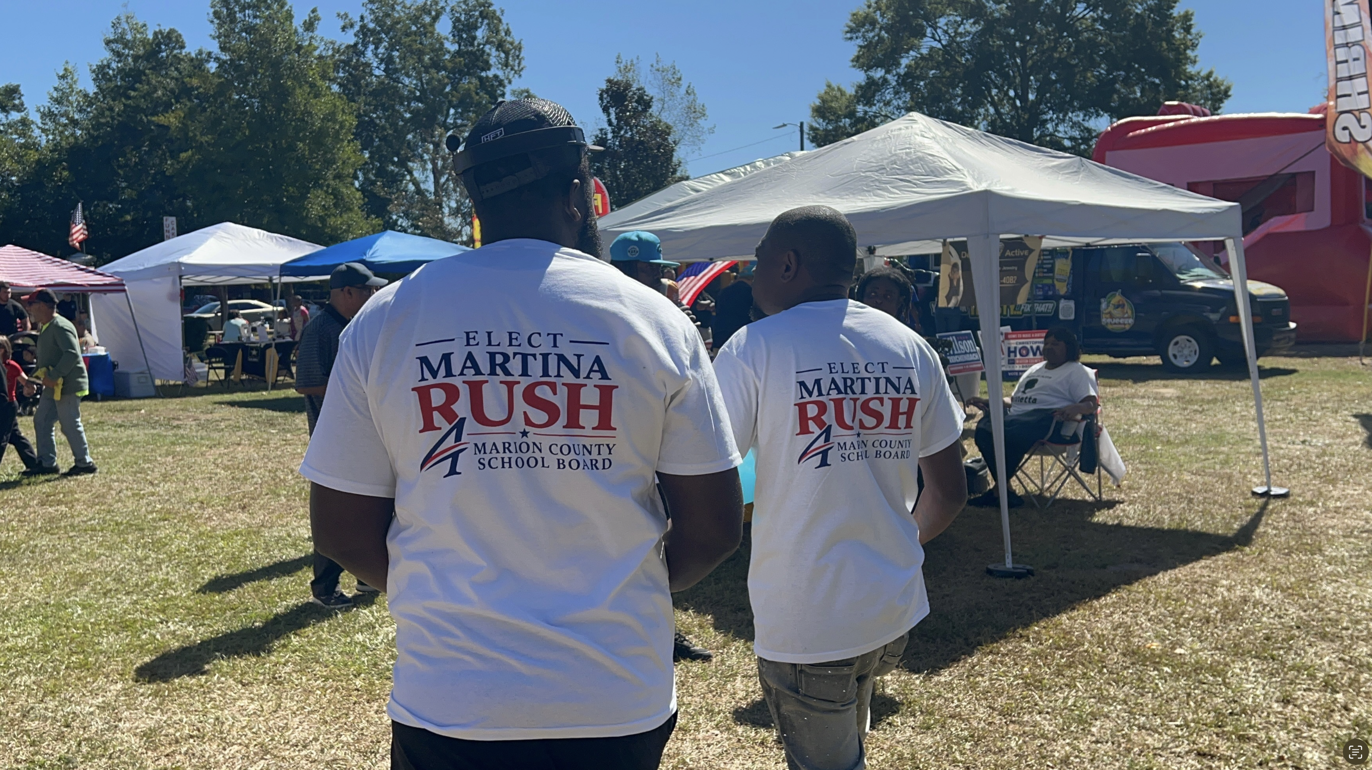 Campaign volunteers showing their support at the festival