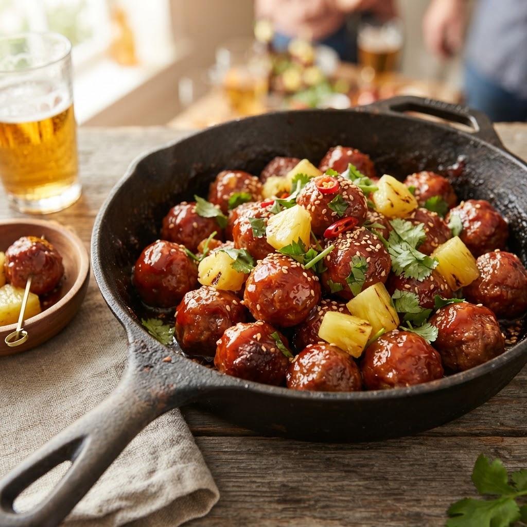 Tequila Pineapple BBQ Meatballs