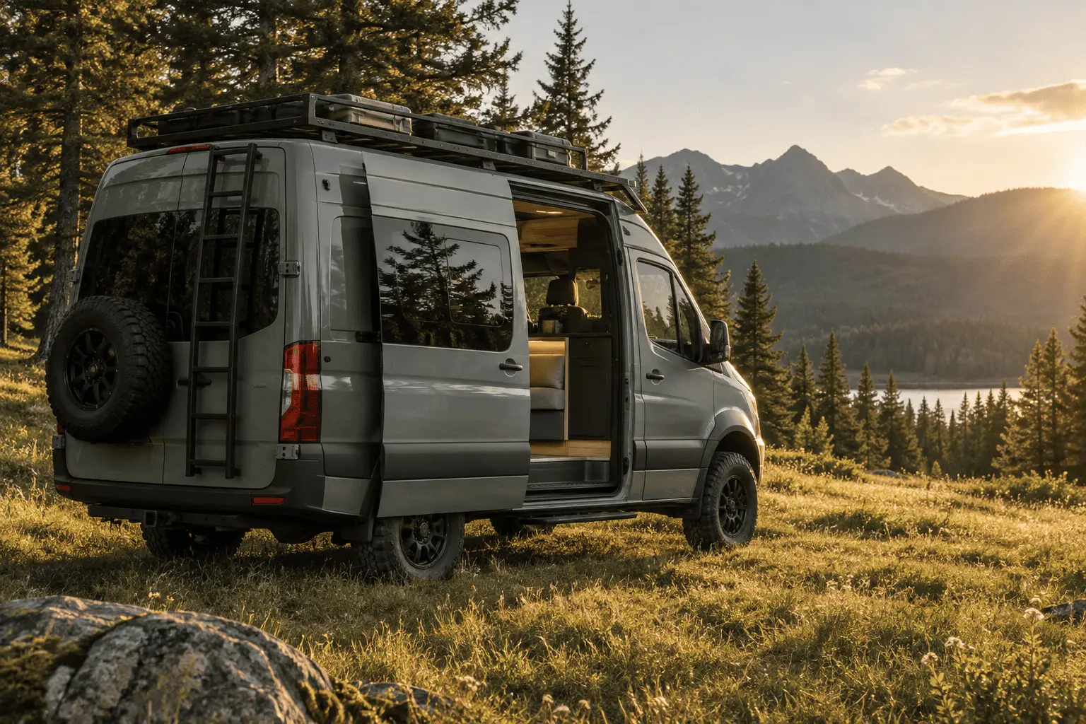 Camper van in nature
