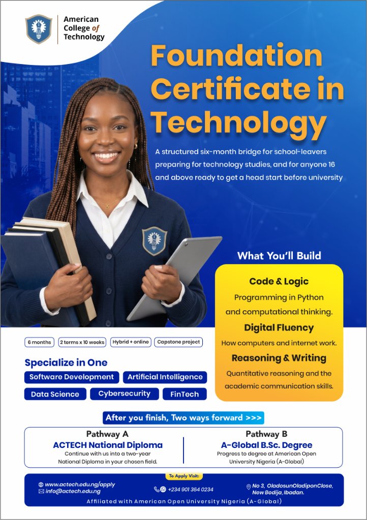 ACTECH Foundation Certificate in Technology program flyer