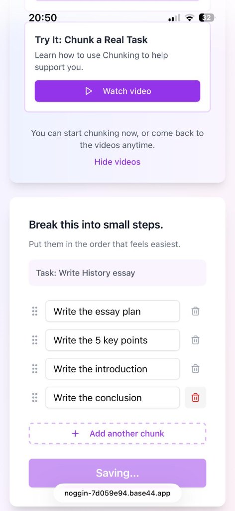 Noggin app showing study steps for teen learners