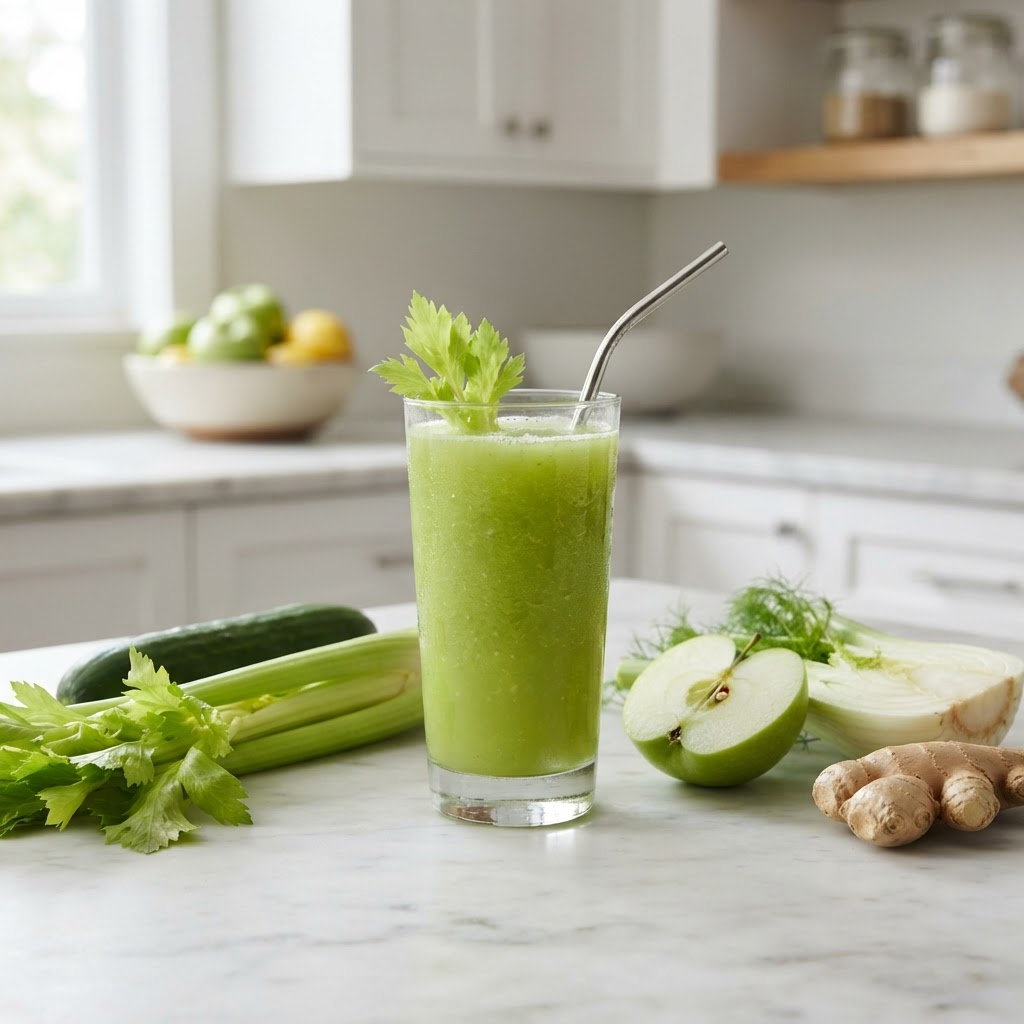 anti-bloat green juice with celery and cucumber — Why Your Ability to Break Down Fats Declines After 40 and How It Triggers Chronic Bloating