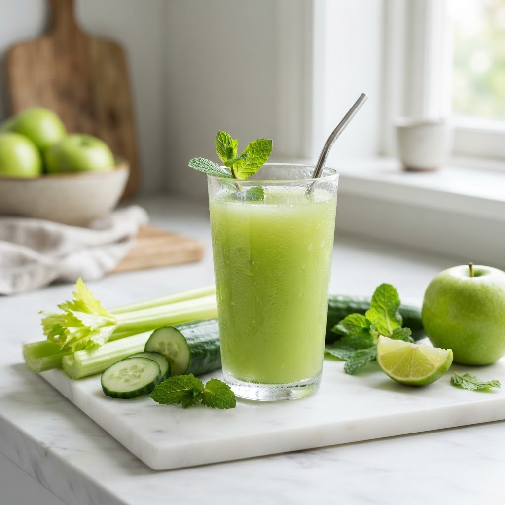 anti-bloat green juice with celery and cucumber — Why Your Pancreatic Enzymes Diminish After 40 and How It Causes Chronic Digestive Distress
