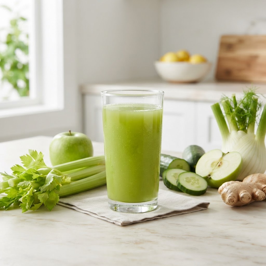 anti-bloat green juice with celery and cucumber — The Morning Ritual That Reduces Bloating Before 8am