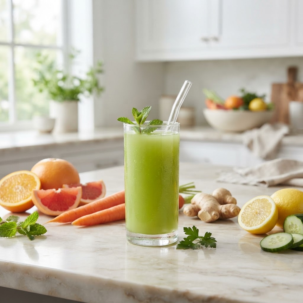 anti-bloat green juice with celery and cucumber — Why Your Ability to Metabolize Fructose Declines After 40 and How It Causes Hidden Bloating and Energy Dips