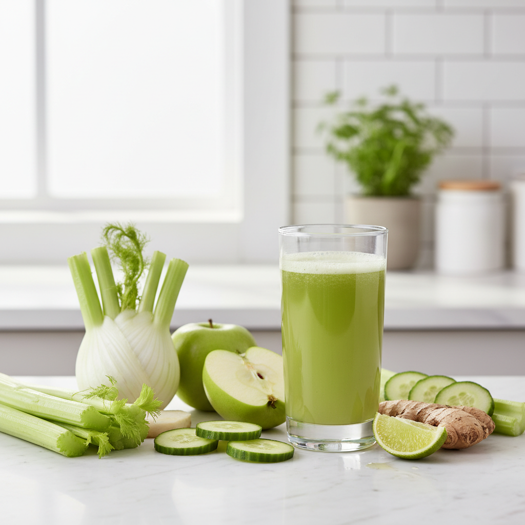 anti-bloat green juice with celery and cucumber — Why You Feel Worse After Eating Salad (And What to Do About It)