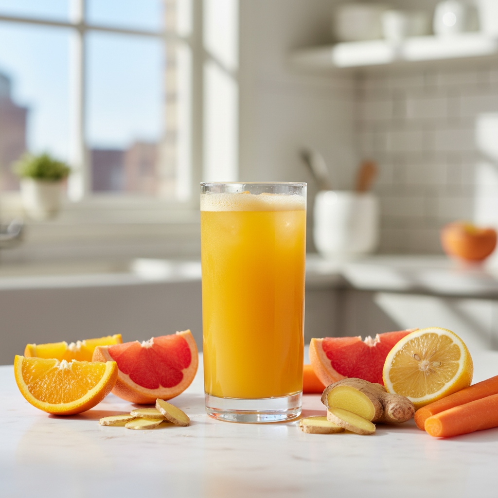 energy-boosting orange ginger juice — The Best Juice Combination for Restoring Energy After Poor Sleep