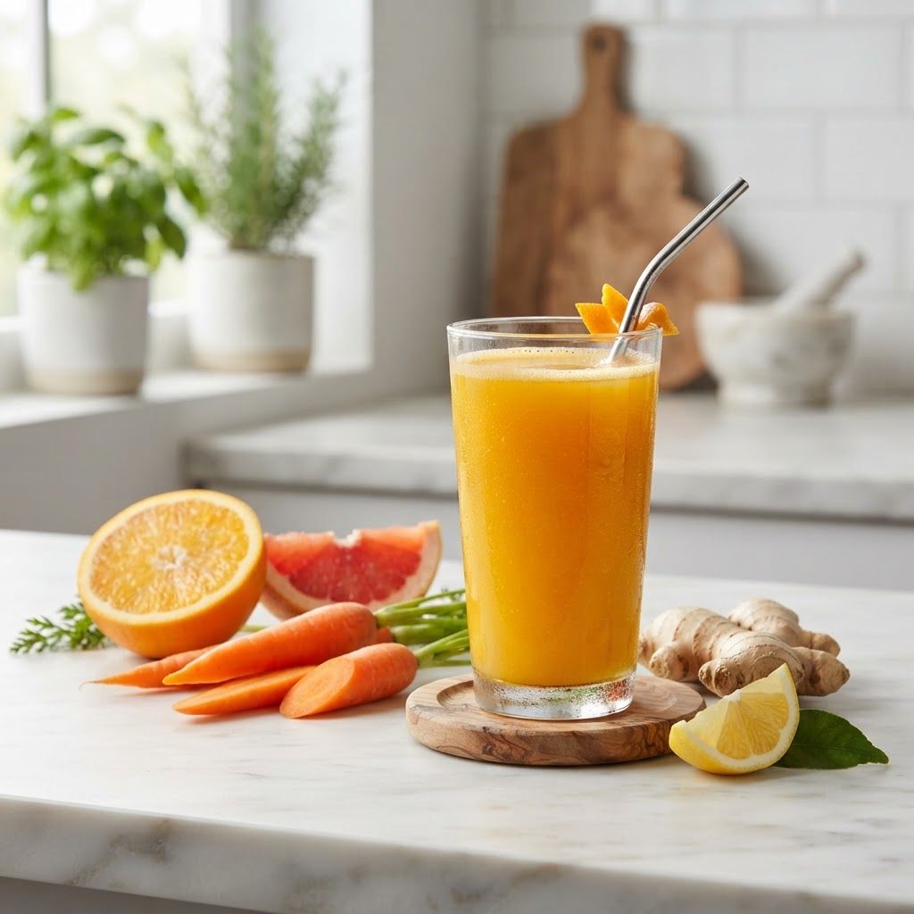 energy-boosting orange ginger juice — 5 Breakfast Mistakes That Cause Afternoon Energy Crashes