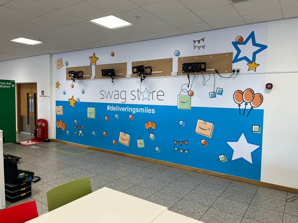 Amazon Swag Store Vinyl Wall Installation