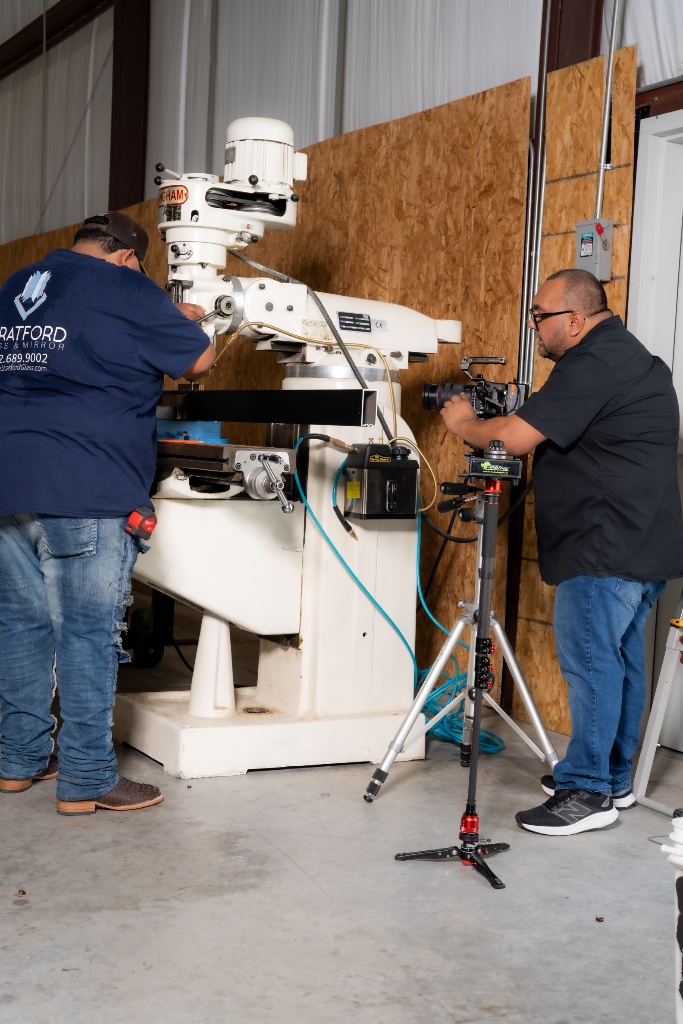 Behind the production — a Stratford technician at the mill while Dival Studios films