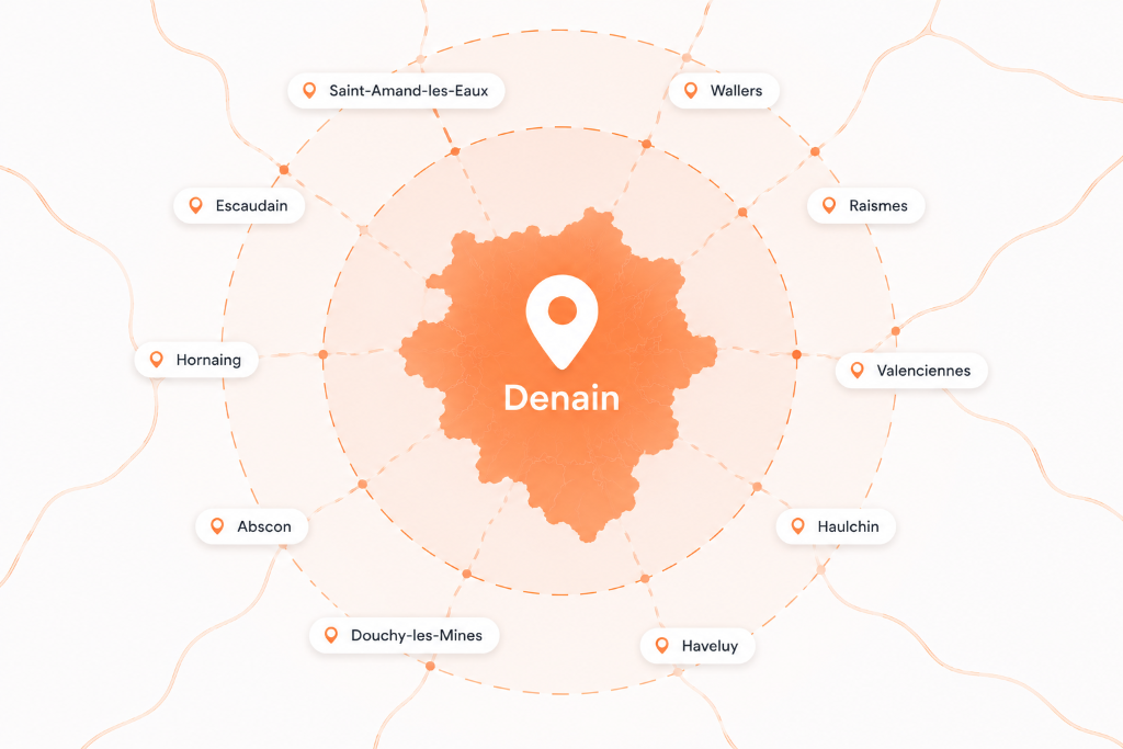 Carte de la zone d'intervention autour de Denain — éducateur canin