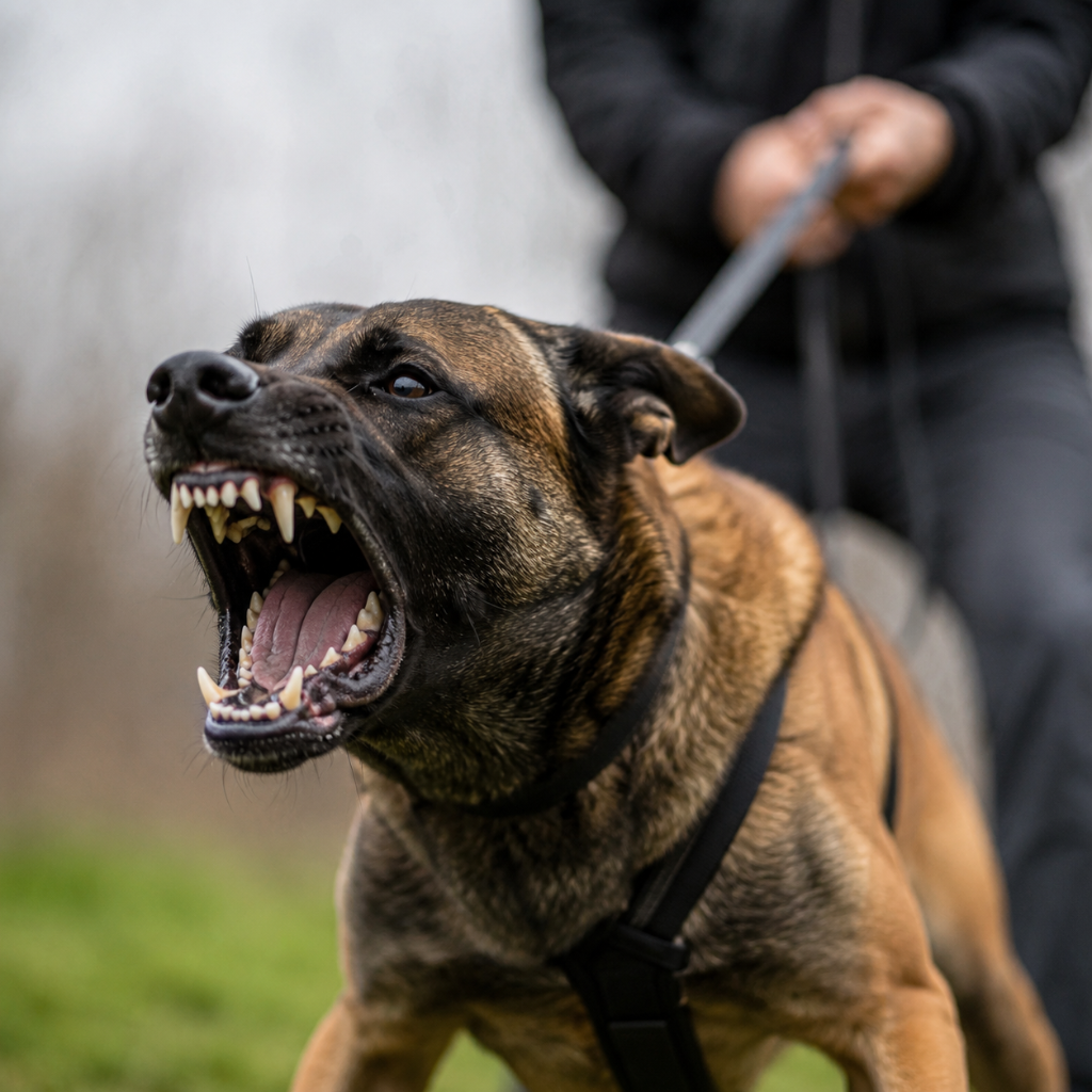 Chien réactif face à un stimulus