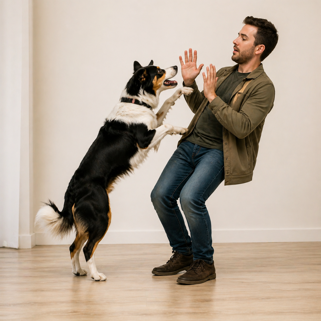 Chien qui saute sur les gens