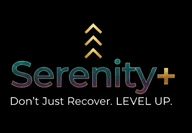 Serenity+ "Don't Just Recover. LEVEL UP." logo