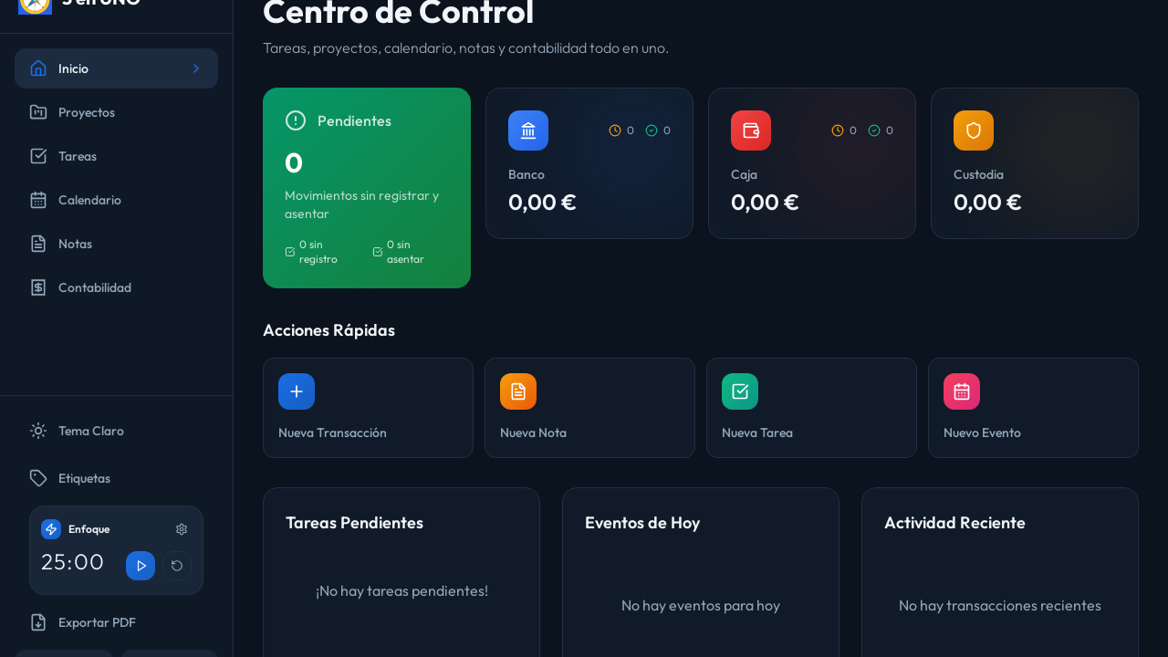 Centro de Control template preview