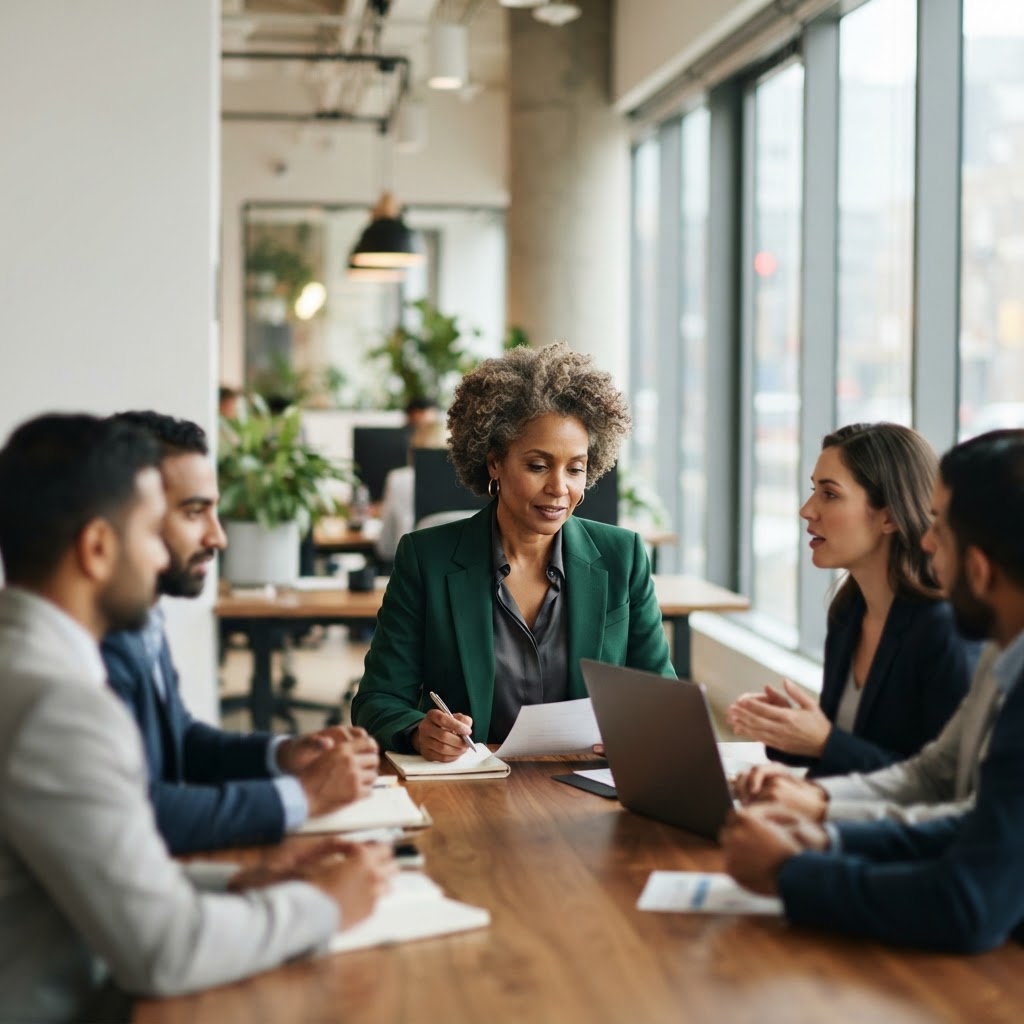 A Black professional woman in her 40s as the focal leader — Stop Calling Your Lack of Boundaries 'Leadership'—It's Just Poor Management