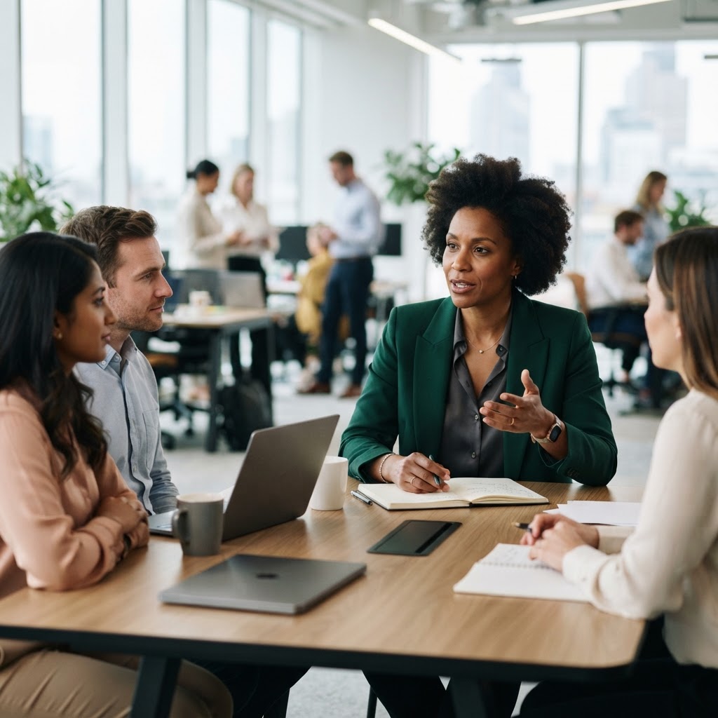 A Black professional woman in her 40s as the focal leader — Stop Calling Your Lack of Boundaries 'Executive Presence'