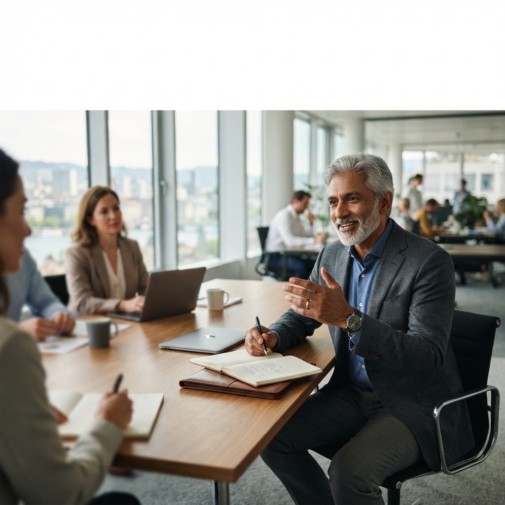 An older professional in their 60s with gray hair, confident and experienced — Stop Calling Business Travel a Burden: Why Your Passport is Your Best Leadership Tool