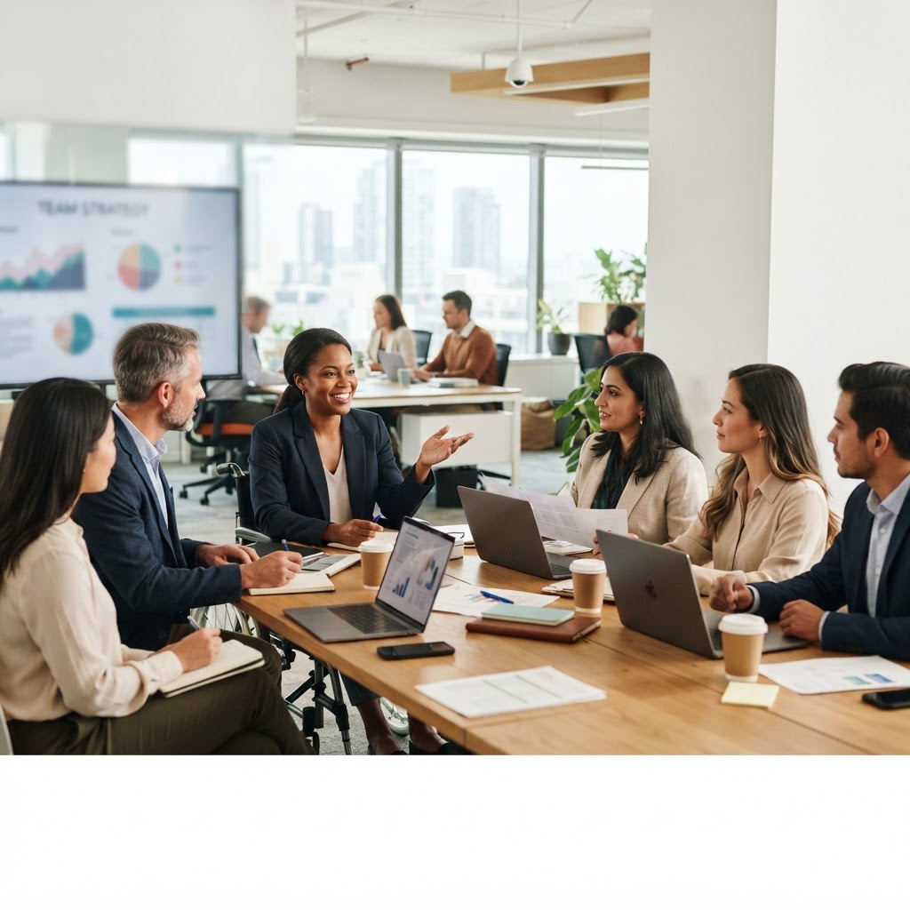A professional with a visible disability (wheelchair user) leading a meeting — Stop Calling Your Toxic Culture a 'Growth Pains' Problem