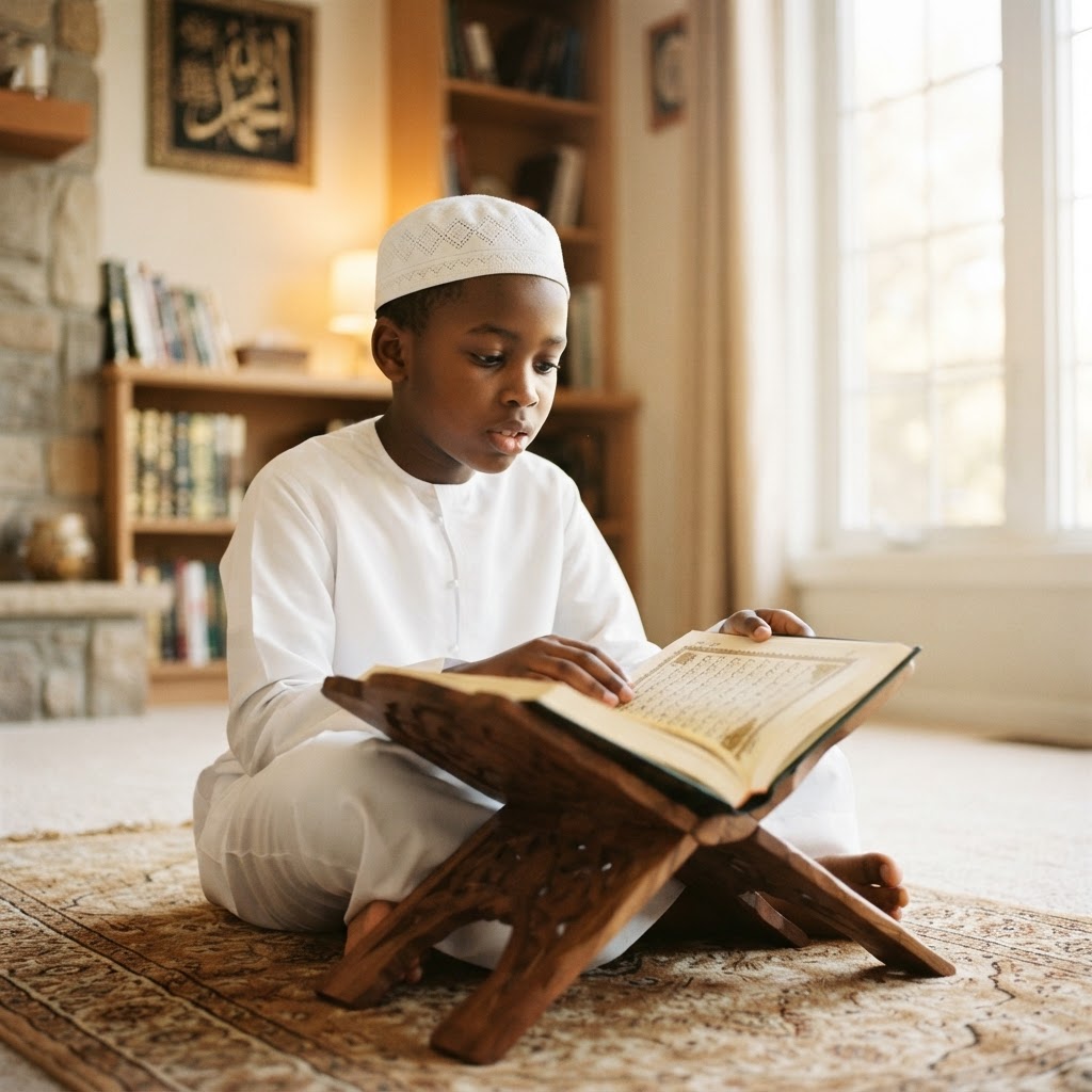 طالب أفريقي يقرأ القرآن