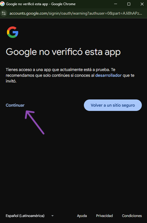 Warning de Google