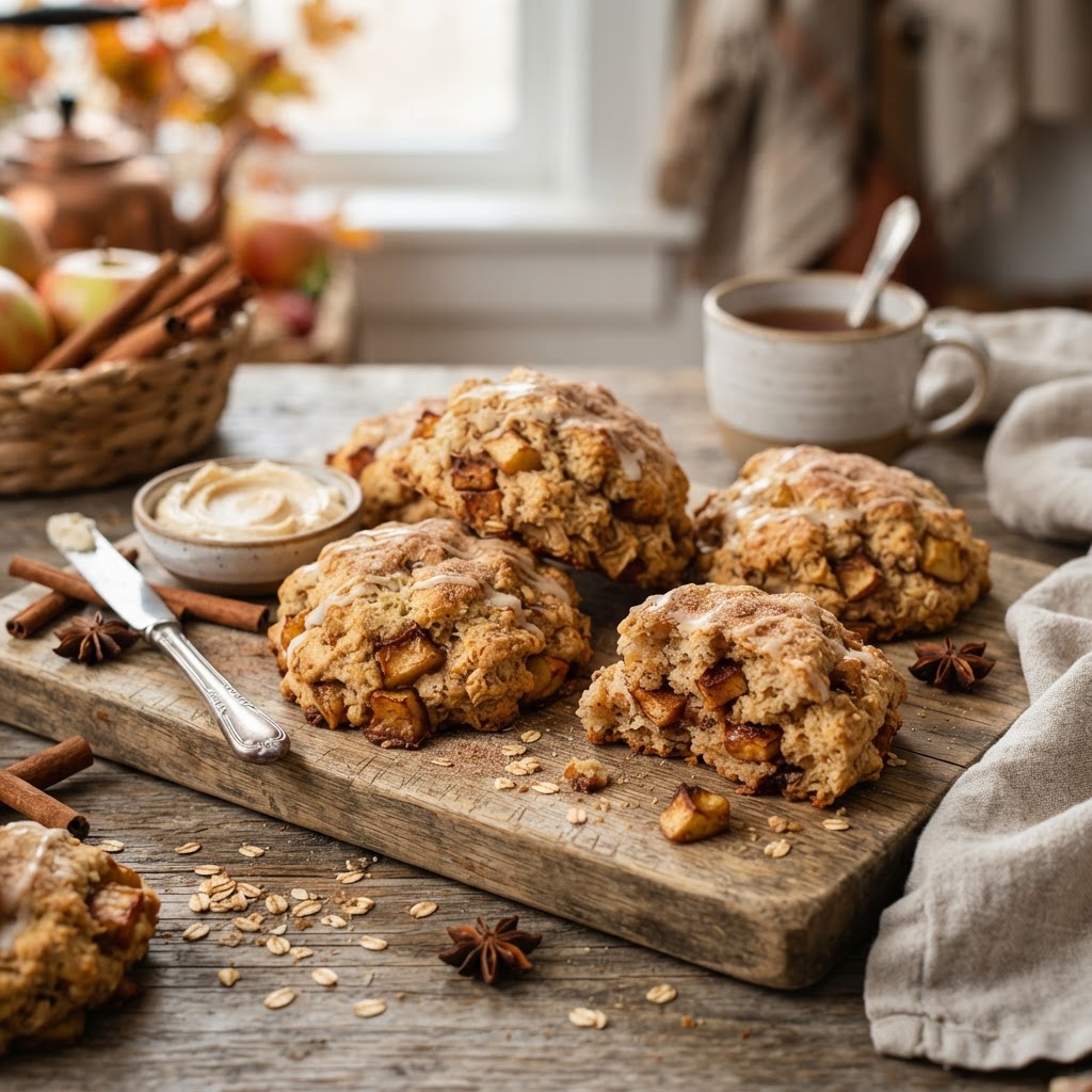 Roasted Apple & Cinnamon Oat Scones