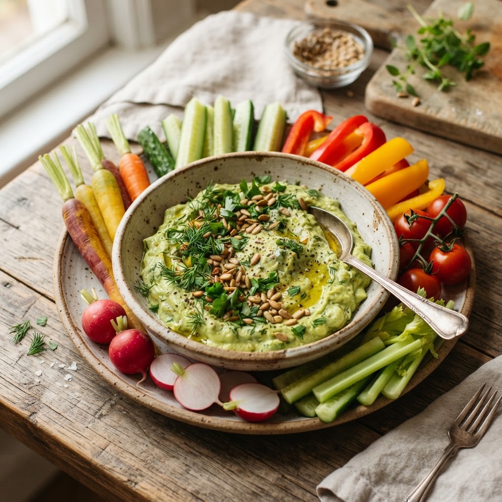Avocado & Toasted Sunflower Seed Dip with Garlic & Herbs
