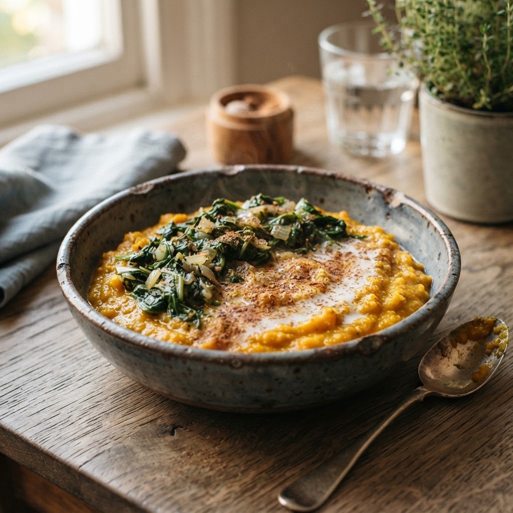 Caribbean Spiced Callaloo & Pumpkin Porridge Comfort Bowl