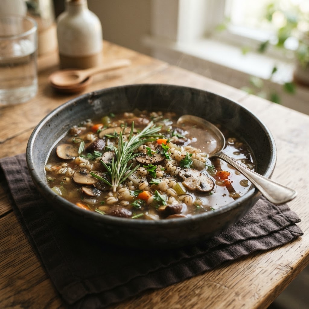 Mushroom, Rosemary & Barley Brain Broth
