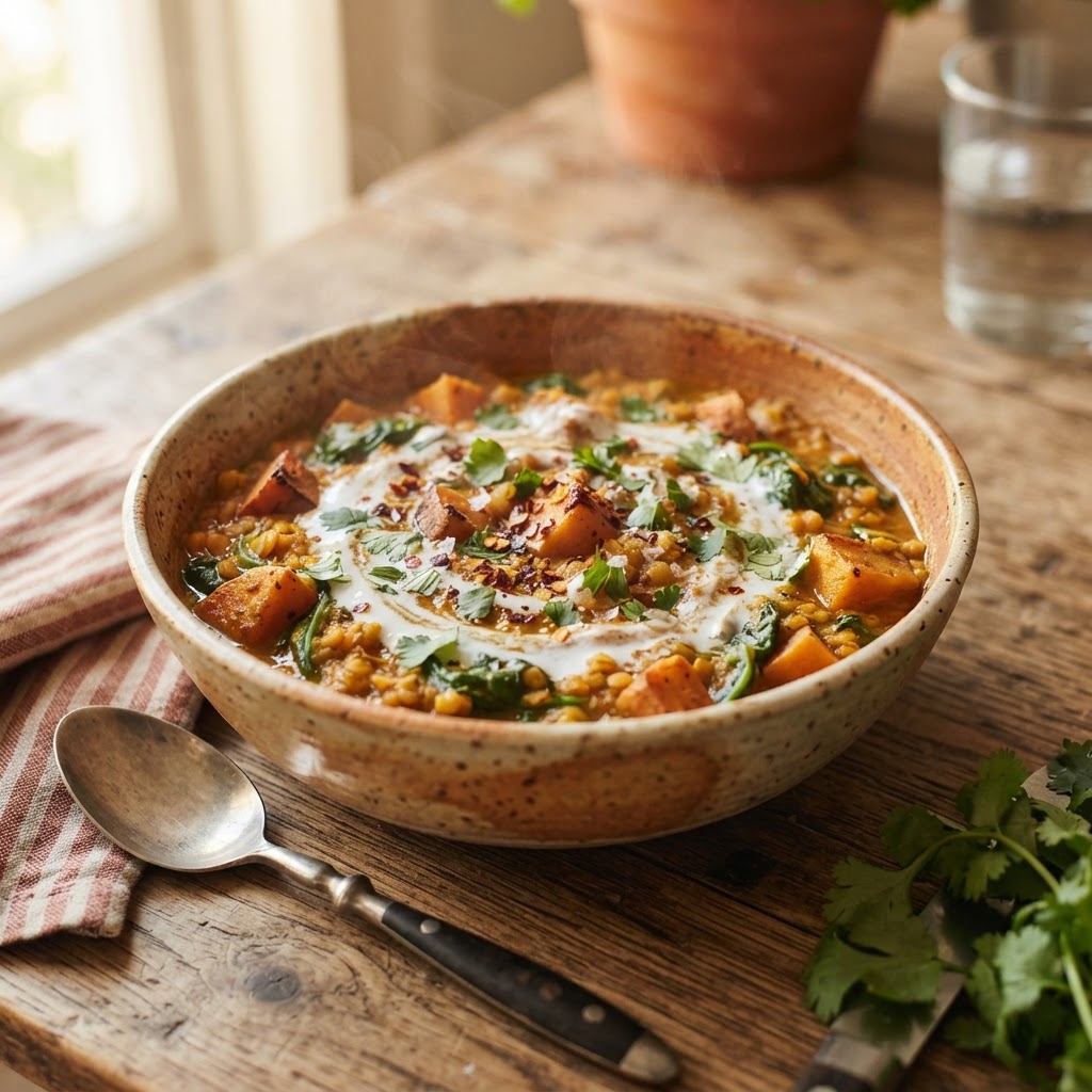 Slow-Cooked Lentil & Sweet Potato Stew