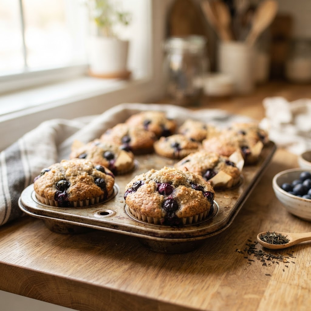 Earl Grey & Blueberry Whole Wheat Muffins