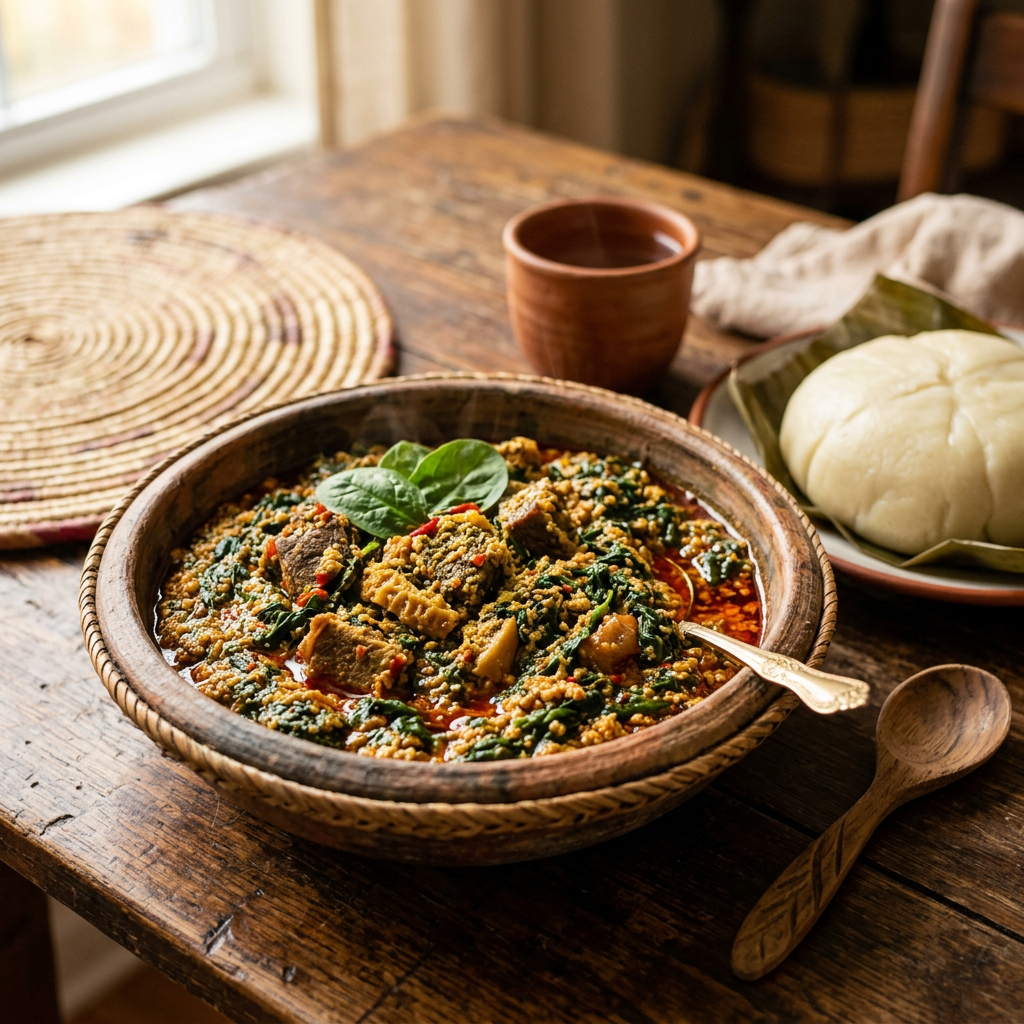 Nigerian Egusi Soup with Bitterleaf & Pumpkin Seed Paste