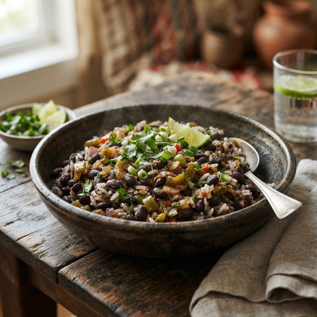 Cuban Moros y Cristianos — Black Beans & Rice with Sofrito