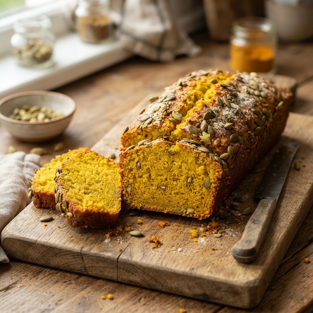 Pumpkin Seed & Cardamom Golden Loaf