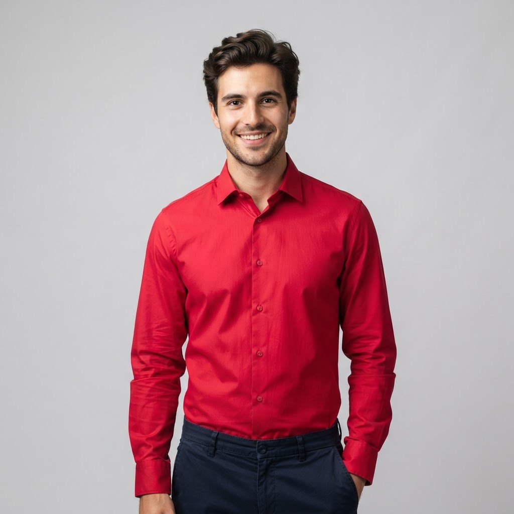 Crimson Red Button-Up